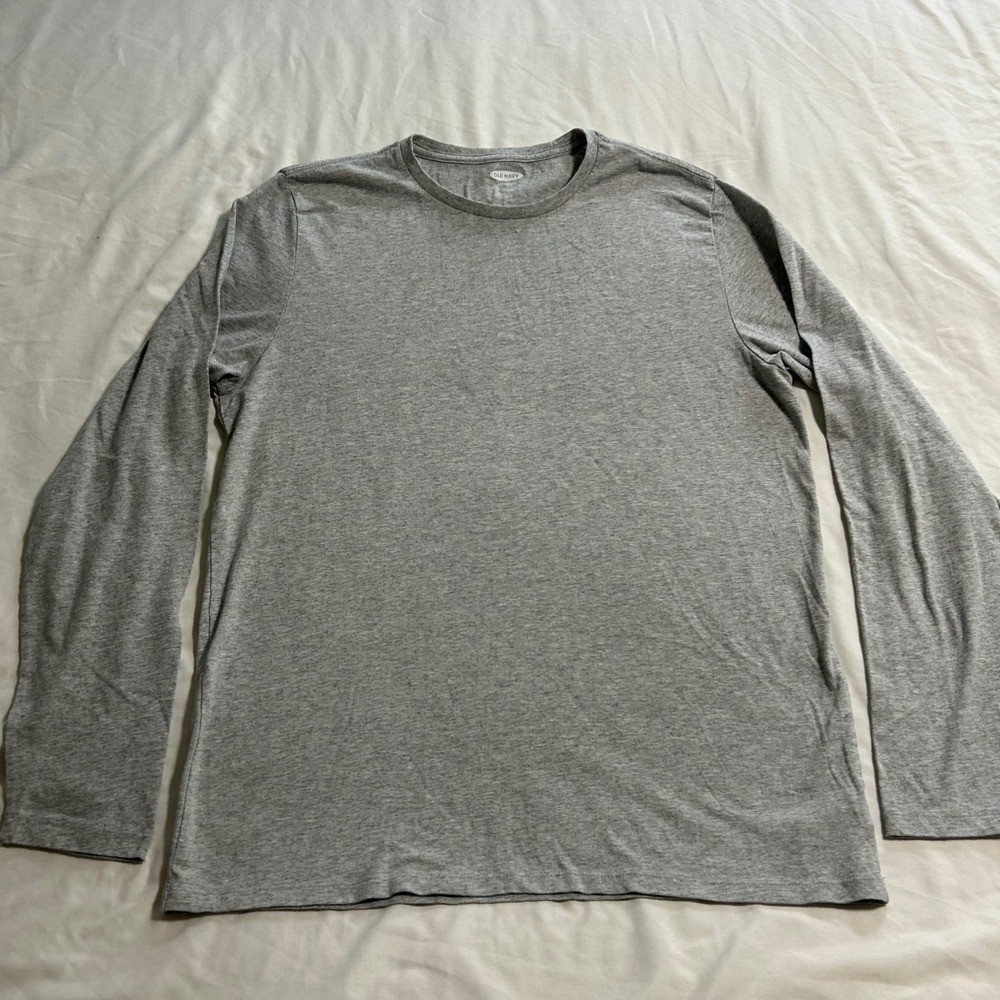 Old Navy Soft-Washed Mens Long Sleeve T-Shirt Gray Crew Neck Size L